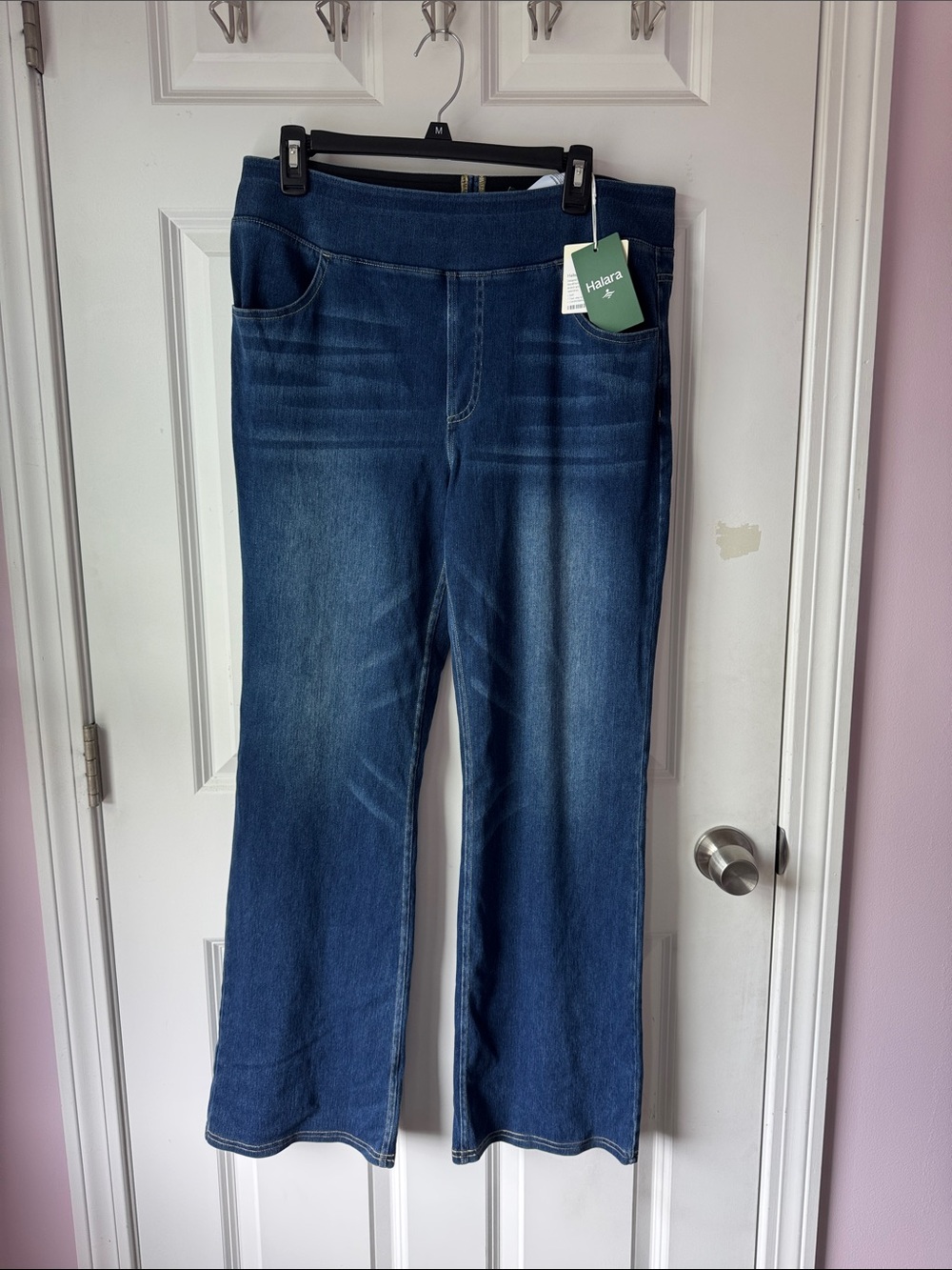 NWT HALARA Women’s Dark Blue Wide-Leg Pull-On Jeans